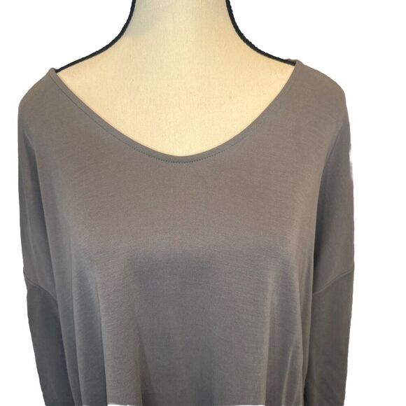PureJill GRAY 3/4 Sleeve Tencel Modal Polyester Knit Tunic Lagenlook Sz Large - Picture 2 of 10
